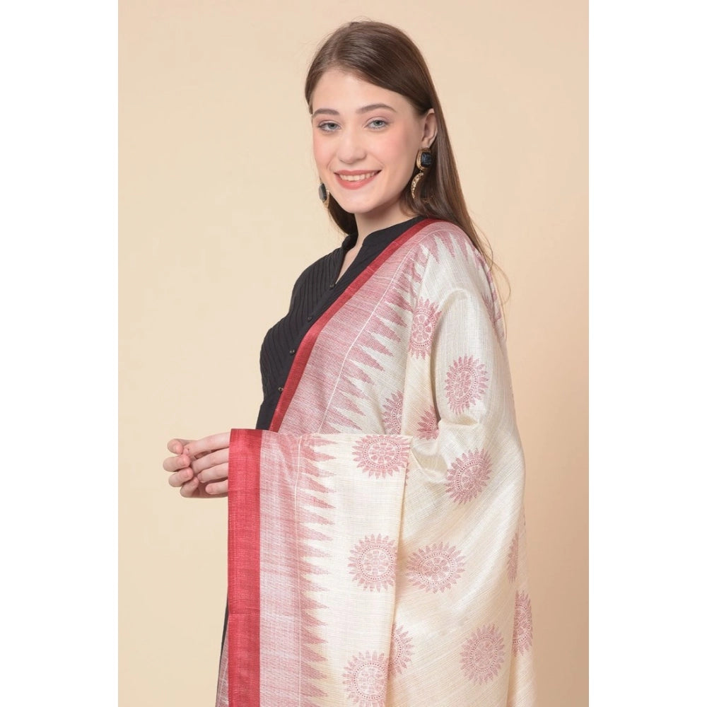 pkrkart Women's Art Silk Printed Dupatta (Maroon, Length: 2.25 to 2.50 Mtr)