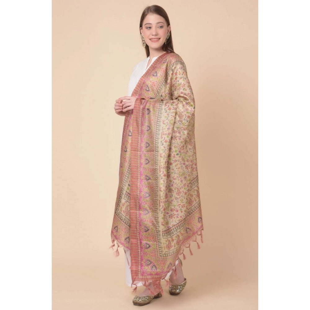 pkrkart Women's Art Silk Printed Dupatta (Pink, Length: 2.25 to 2.50 Mtr)
