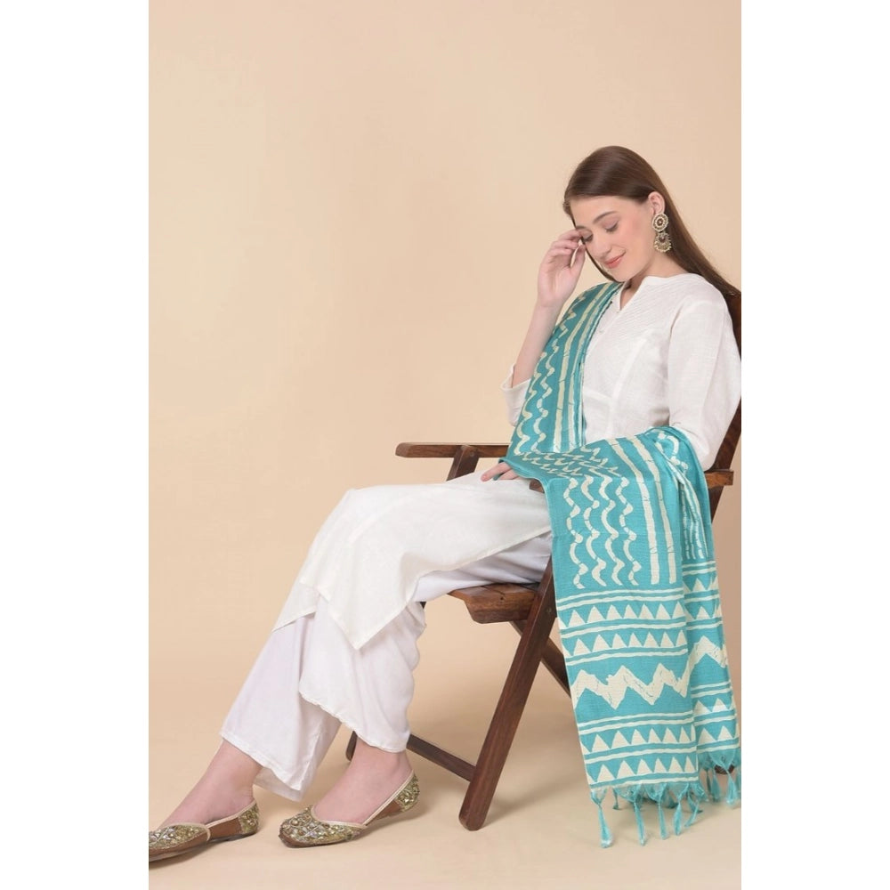 pkrkart Women's Art Silk Printed Dupatta (Turquoise, Length: 2.25 to 2.50 Mtr)