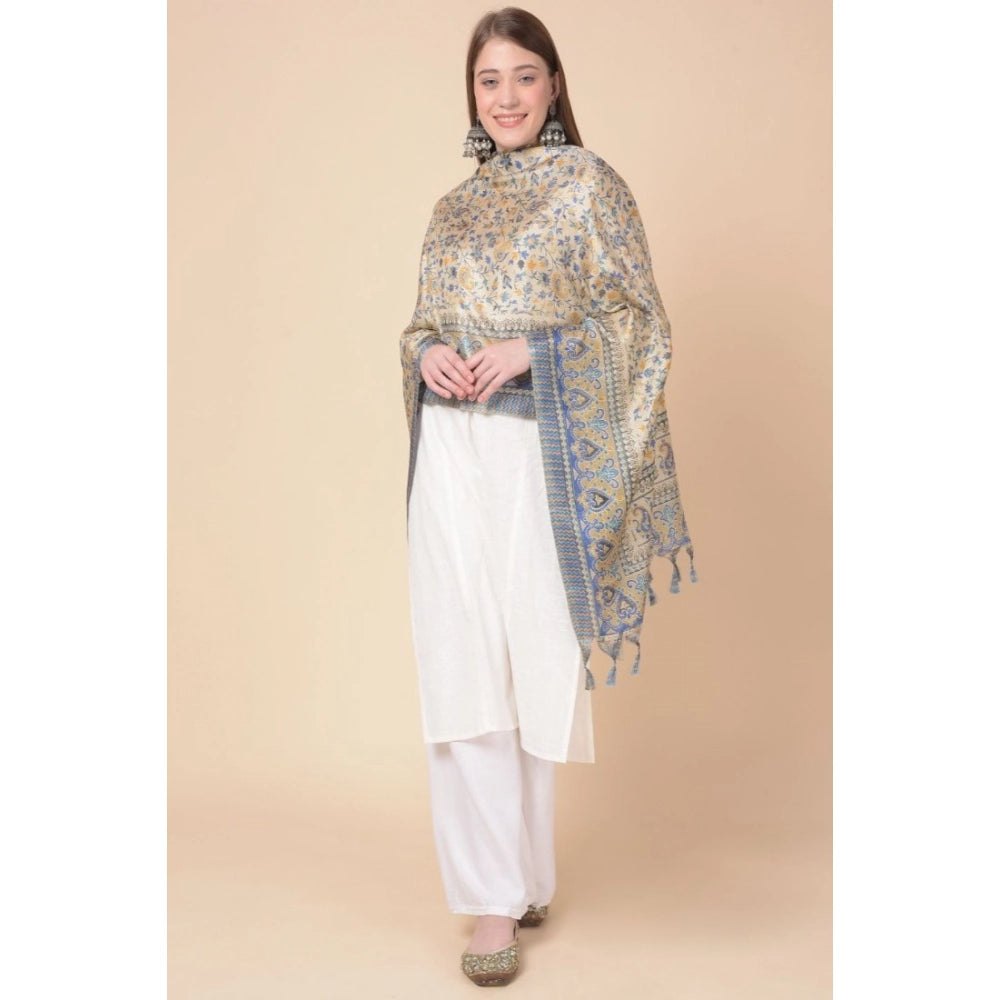 pkrkart Women's Art Silk Printed Dupatta (Grey, Length: 2.25 to 2.50 Mtr)