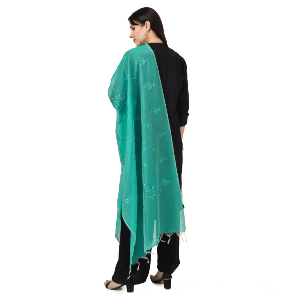 pkrkart Women's Cotton Embroidered Dupatta (Turquoise, Length: 2.25 to 2.50 Mtr)
