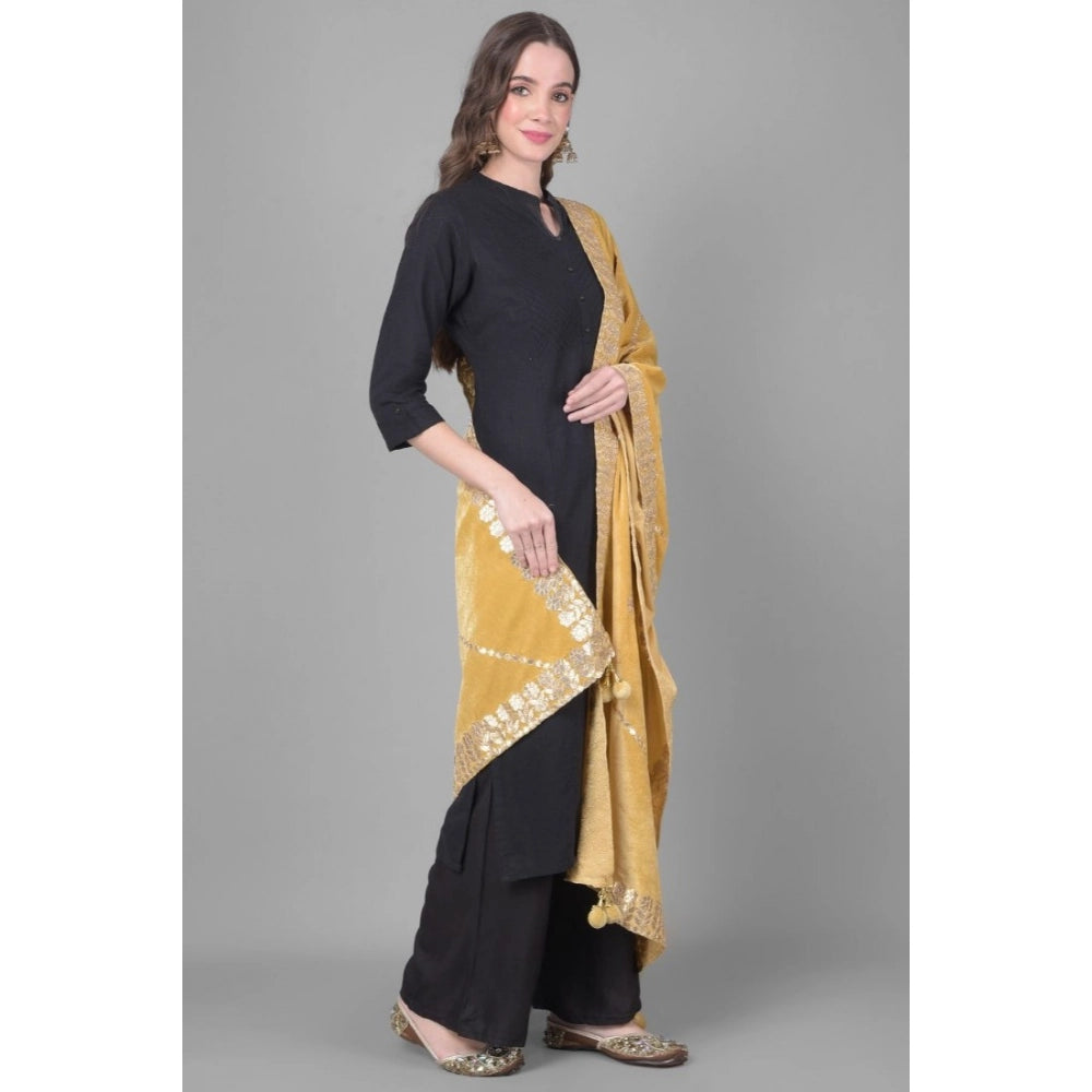 pkrkart Women's Velvet Gotta Patti Dupatta (Gold, Length: 2.25 to 2.50 Mtr)