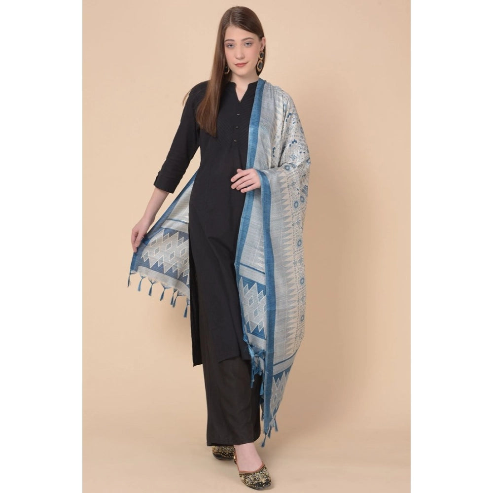 pkrkart Women's Art Silk Printed Dupatta (Turquoise, Length: 2.25 to 2.50 Mtr)