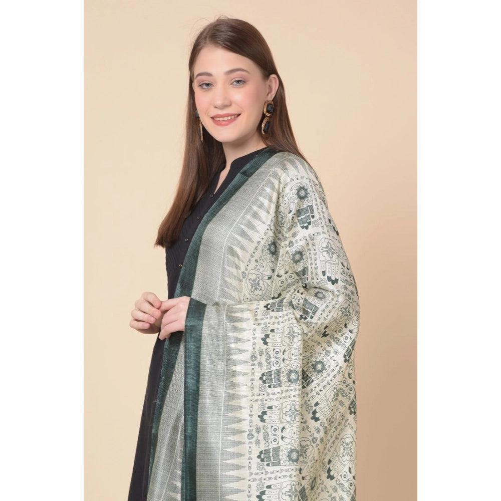 pkrkart Women's Art Silk Printed Dupatta (Grey, Length: 2.25 to 2.50 Mtr)