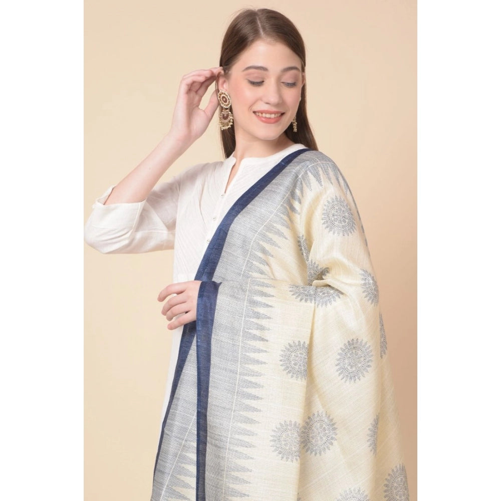 pkrkart Women's Art Silk Printed Dupatta (Blue, Length: 2.25 to 2.50 Mtr)