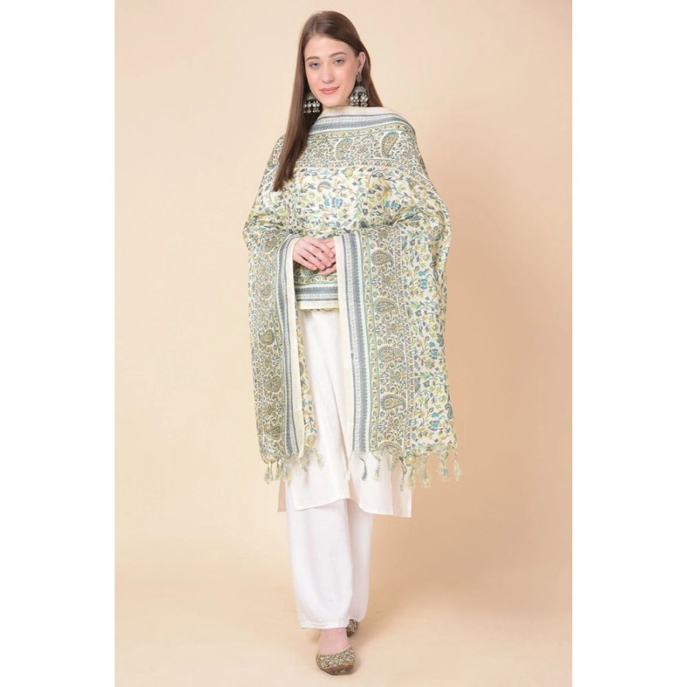pkrkart Women's Art Silk Printed Dupatta (Off White, Length: 2.25 to 2.50 Mtr)