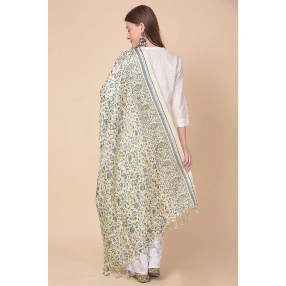 pkrkart Women's Art Silk Printed Dupatta (Off White, Length: 2.25 to 2.50 Mtr)