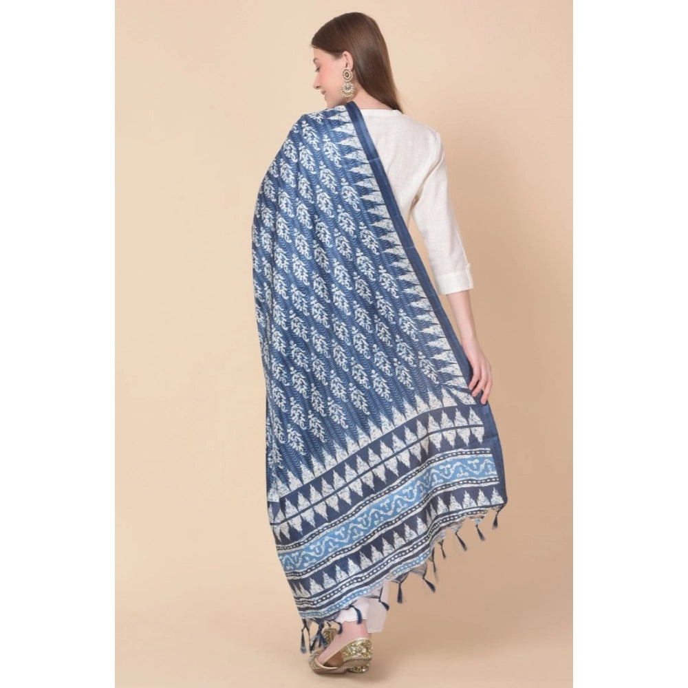 pkrkart Women's Art Silk Printed Dupatta (Blue, Length: 2.25 to 2.50 Mtr)