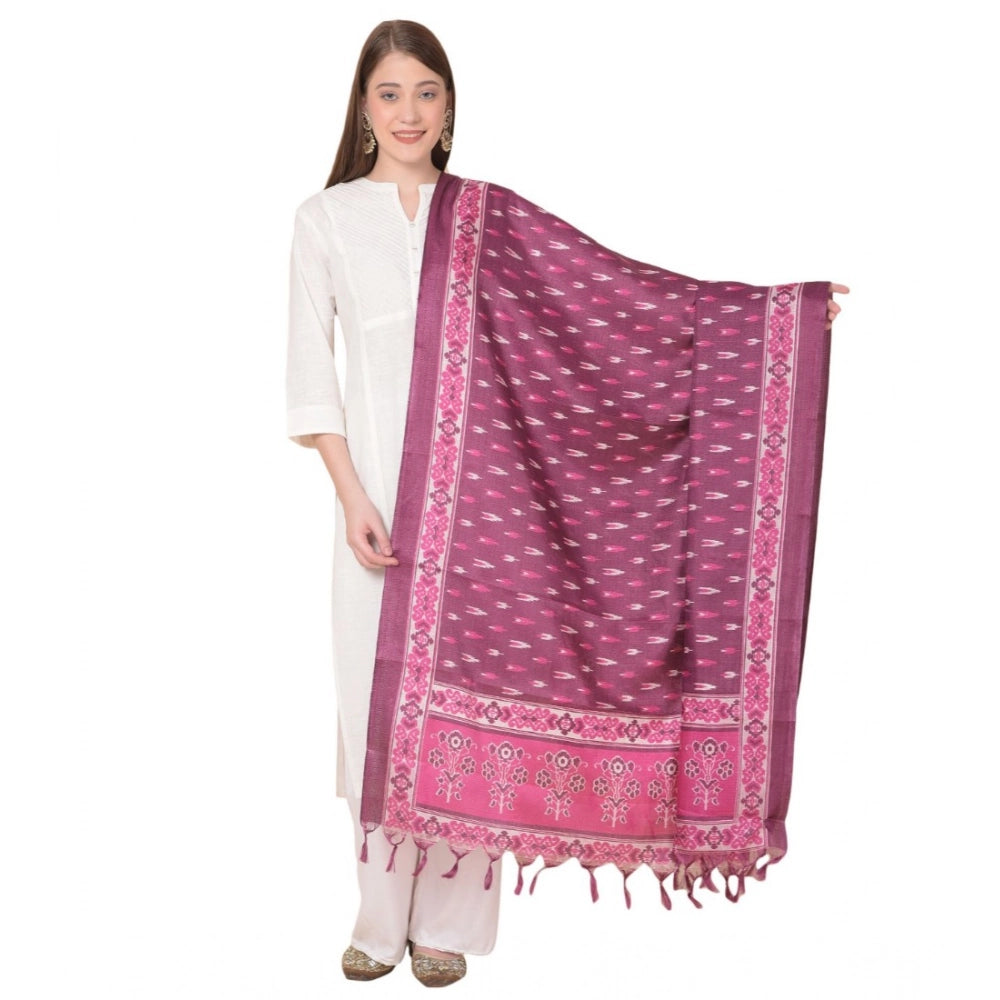 pkrkart Women's Art Silk Printed Dupatta (Purple, Length: 2.25 to 2.50 Mtr)