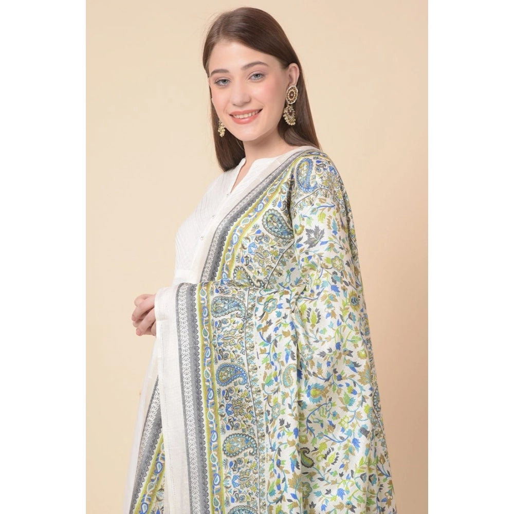 pkrkart Women's Art Silk Printed Dupatta (Grey, Length: 2.25 to 2.50 Mtr)