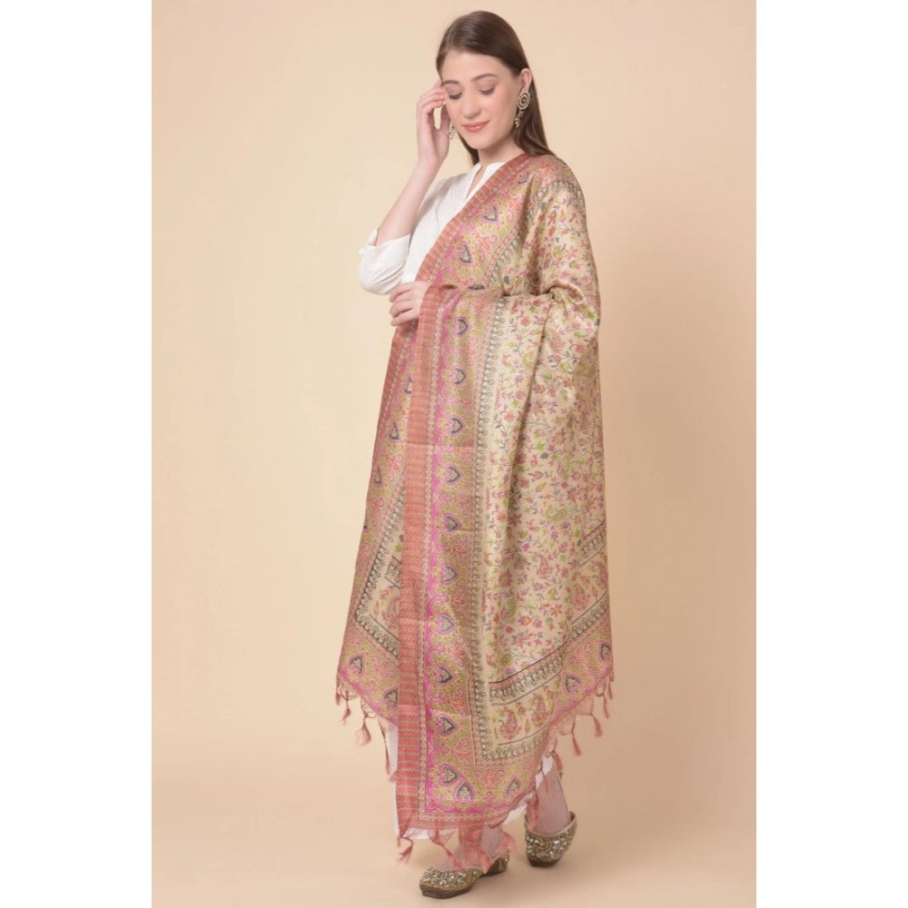 pkrkart Women's Art Silk Printed Dupatta (Pink, Length: 2.25 to 2.50 Mtr)