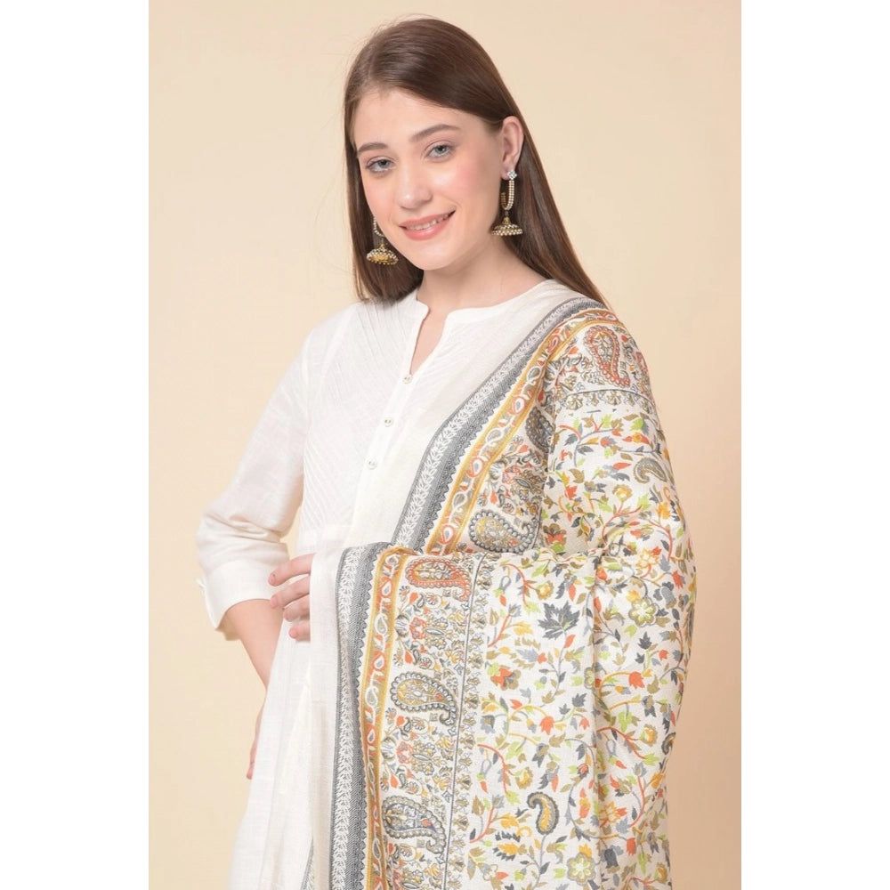 pkrkart Women's Art Silk Printed Dupatta (White, Length: 2.25 to 2.50 Mtr)