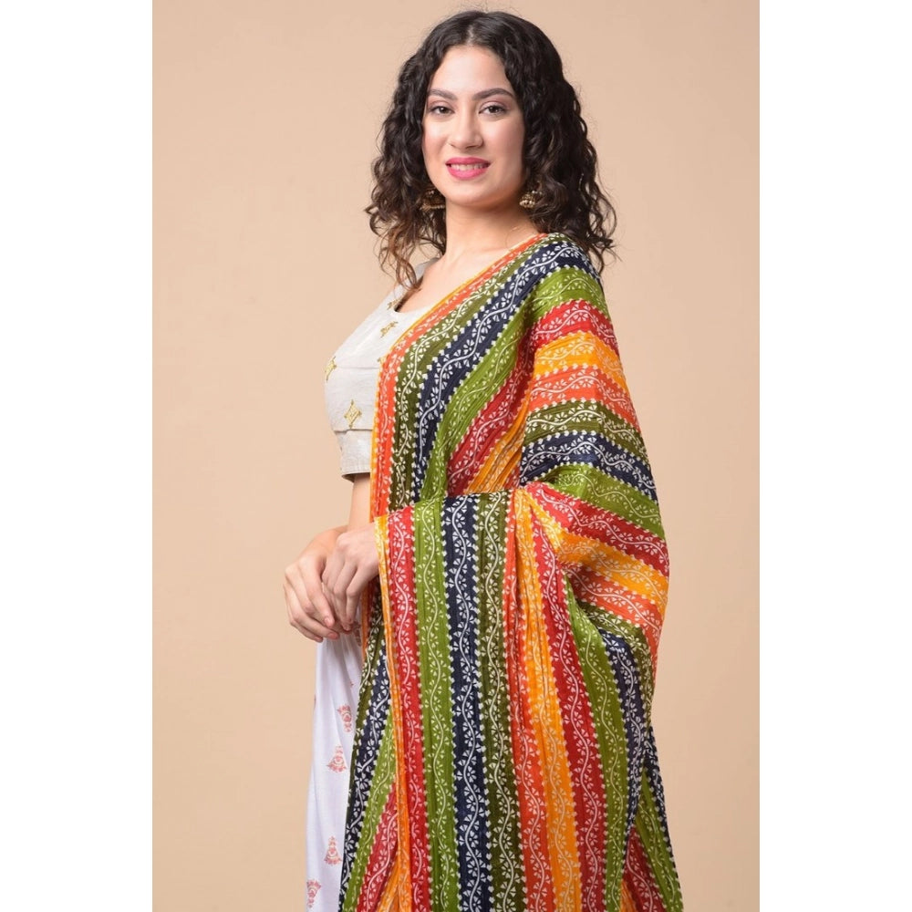 pkrkart Women's Chanderi Printed Dupatta (Multicolor, Length: 2.25 to 2.50 Mtr)