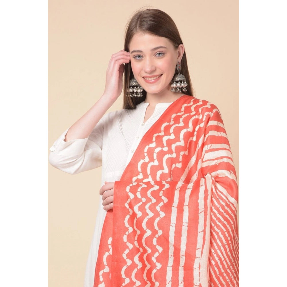 pkrkart Women's Art Silk Printed Dupatta (Orange, Length: 2.25 to 2.50 Mtr)