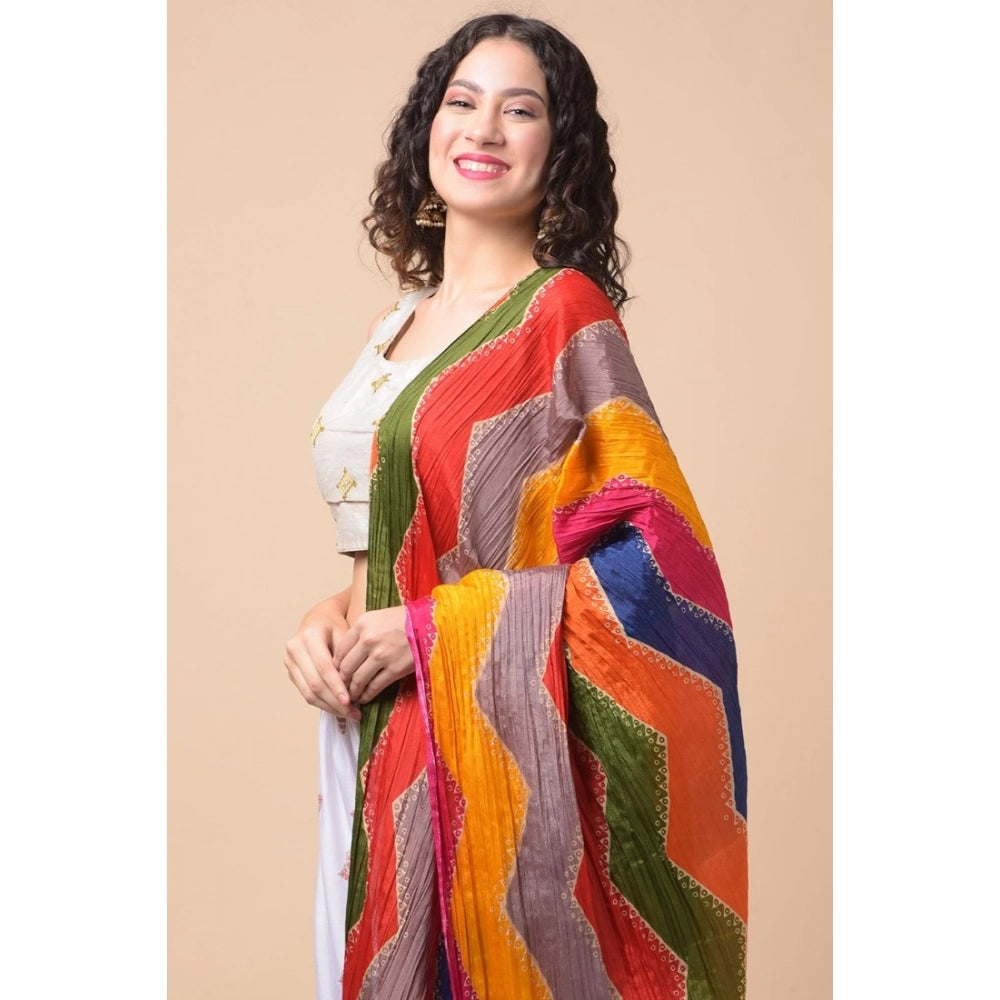 pkrkart Women's Chanderi Printed Dupatta (Multicolor, Length: 2.25 to 2.50 Mtr)