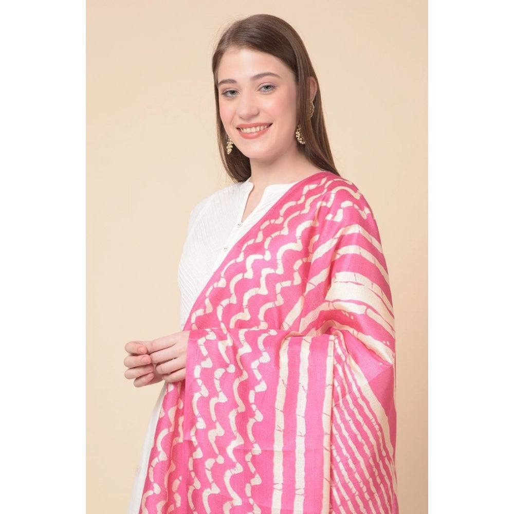 pkrkart Women's Art Silk Printed Dupatta (Pink, Length: 2.25 to 2.50 Mtr)