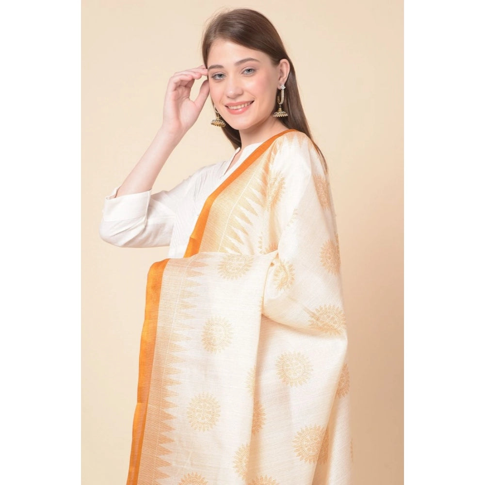 pkrkart Women's Art Silk Printed Dupatta (Orange, Length: 2.25 to 2.50 Mtr)