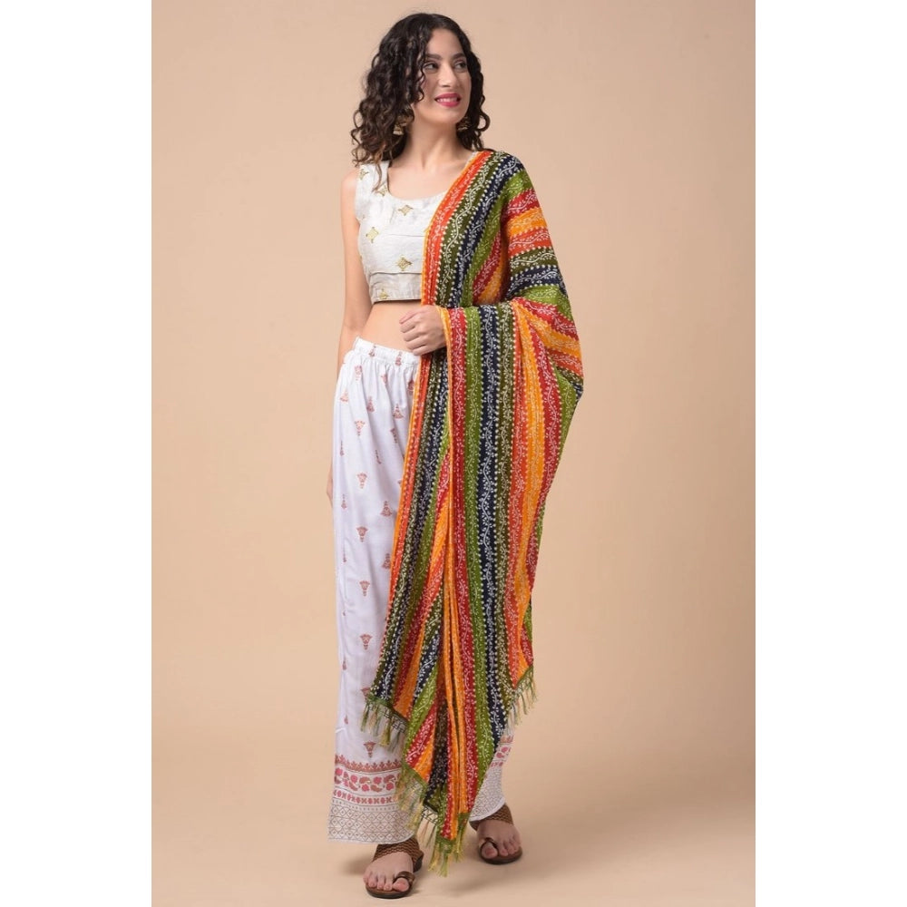 pkrkart Women's Chanderi Printed Dupatta (Multicolor, Length: 2.25 to 2.50 Mtr)
