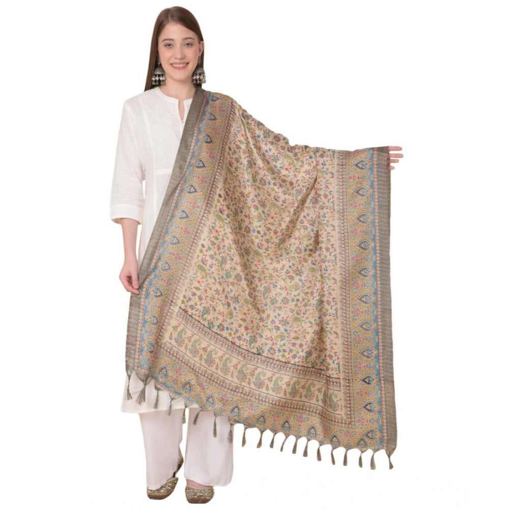 pkrkart Women's Art Silk Printed Dupatta (Light Brown, Length: 2.25 to 2.50 Mtr)