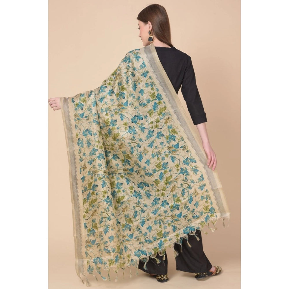 pkrkart Women's Art Silk Printed Dupatta (Gold, Length: 2.25 to 2.50 Mtr)