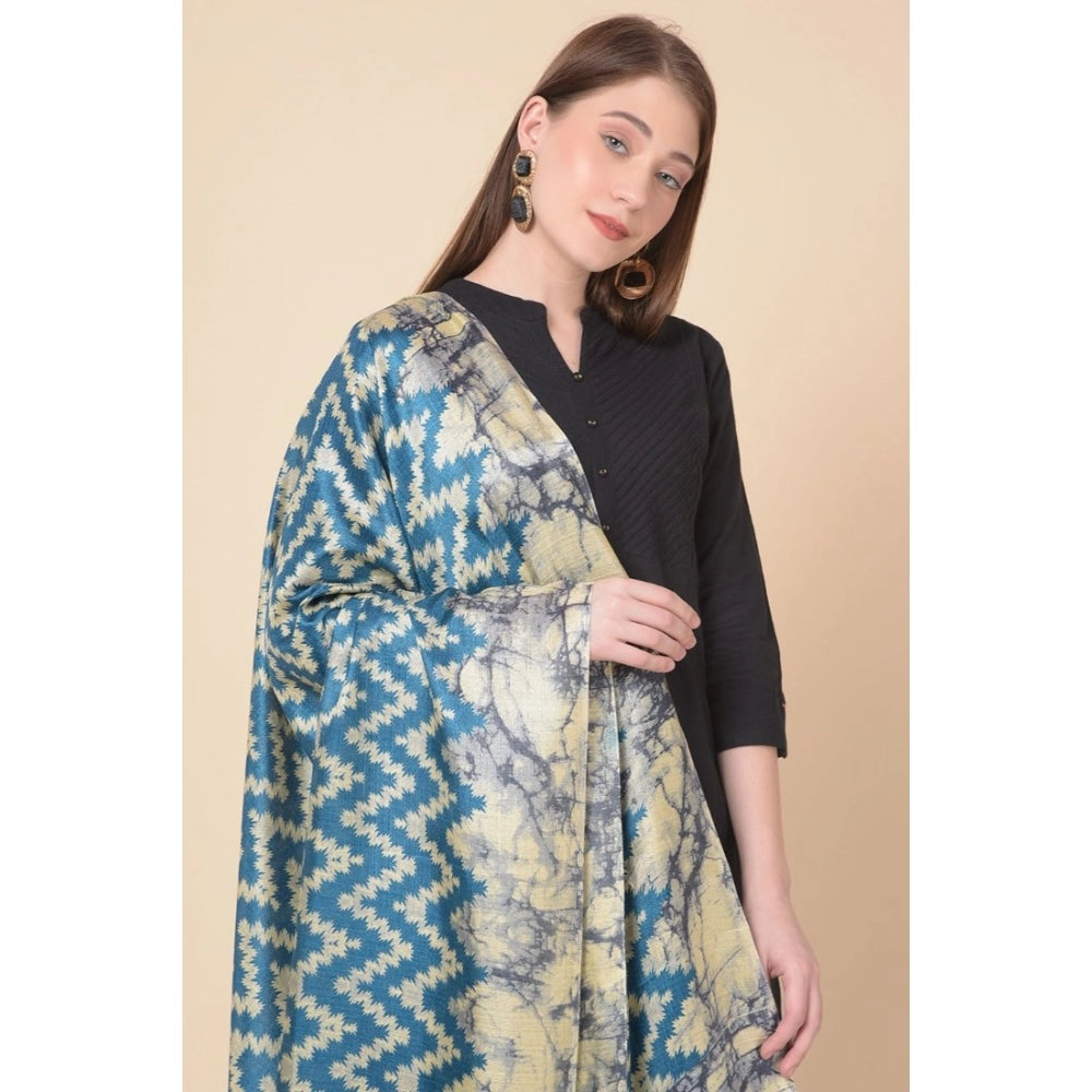 pkrkart Women's Art Silk Printed Dupatta (Blue, Length: 2.25 to 2.50 Mtr)