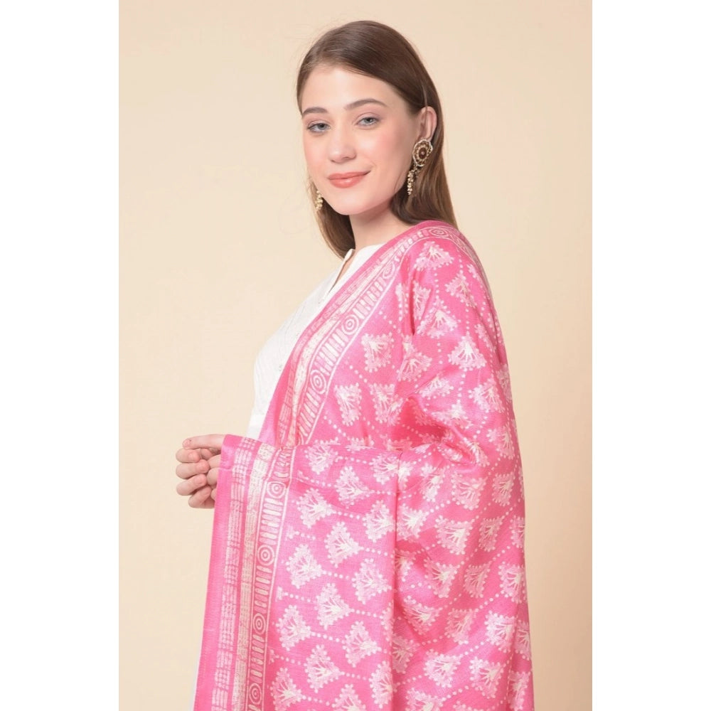 pkrkart Women's Art Silk Printed Dupatta (Pink, Length: 2.25 to 2.50 Mtr)
