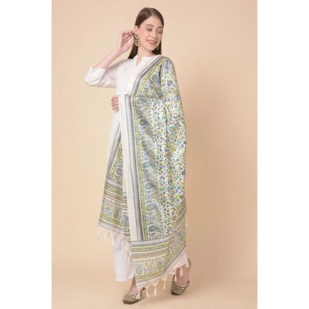pkrkart Women's Art Silk Printed Dupatta (Grey, Length: 2.25 to 2.50 Mtr)