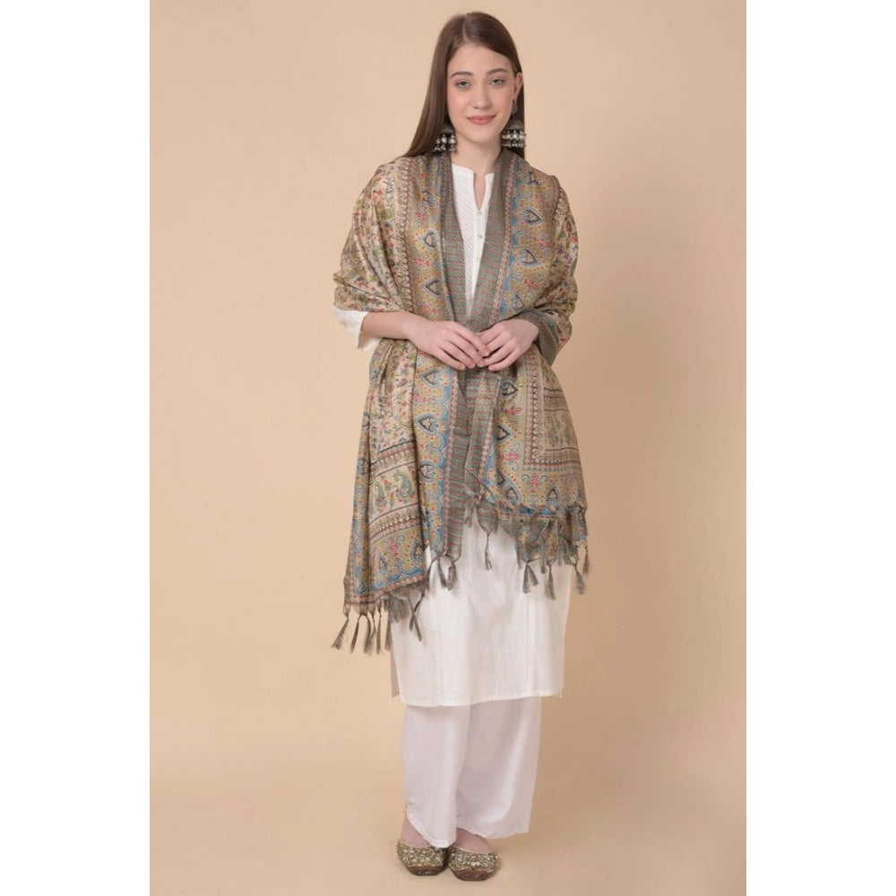 pkrkart Women's Art Silk Printed Dupatta (Light Brown, Length: 2.25 to 2.50 Mtr)