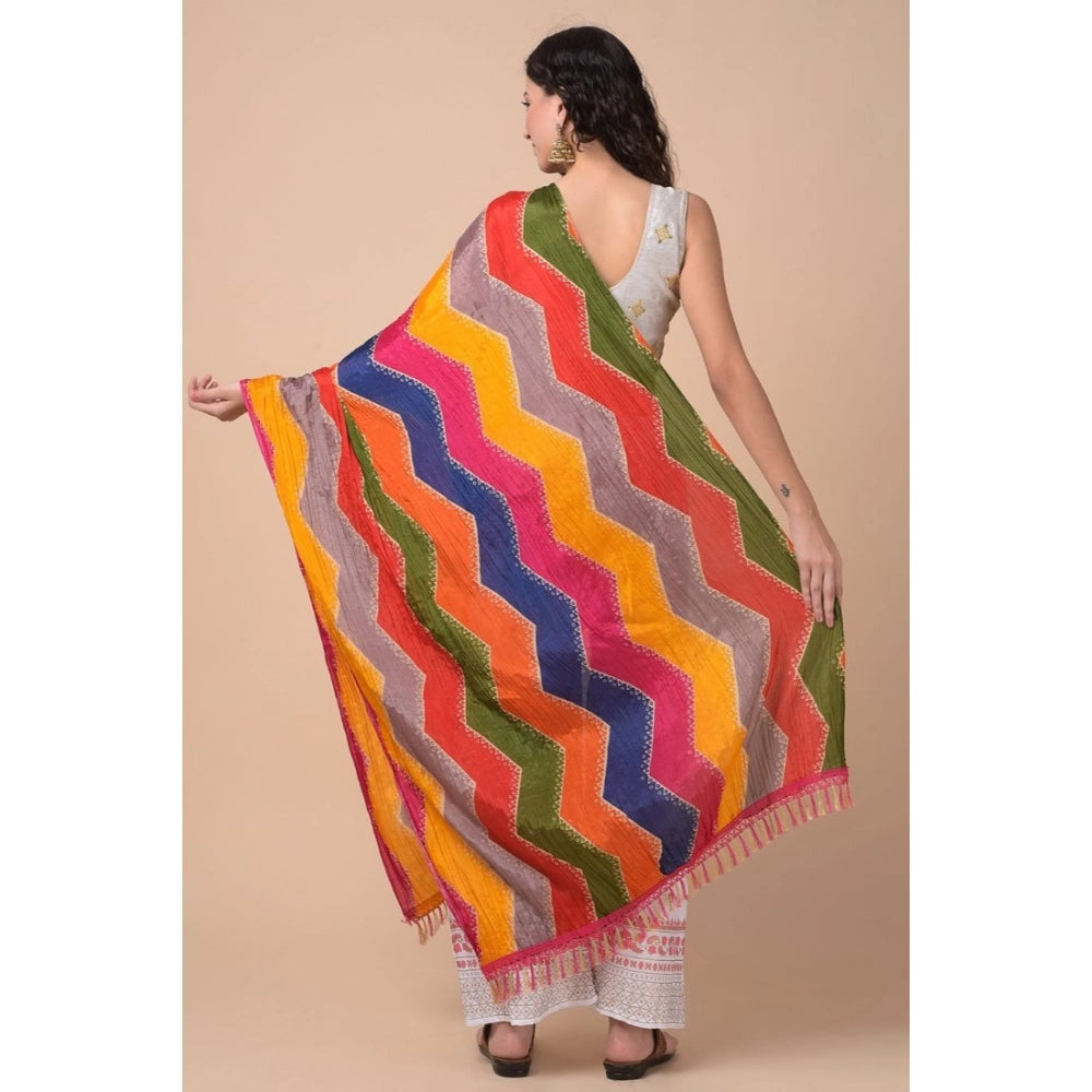 pkrkart Women's Chanderi Printed Dupatta (Multicolor, Length: 2.25 to 2.50 Mtr)