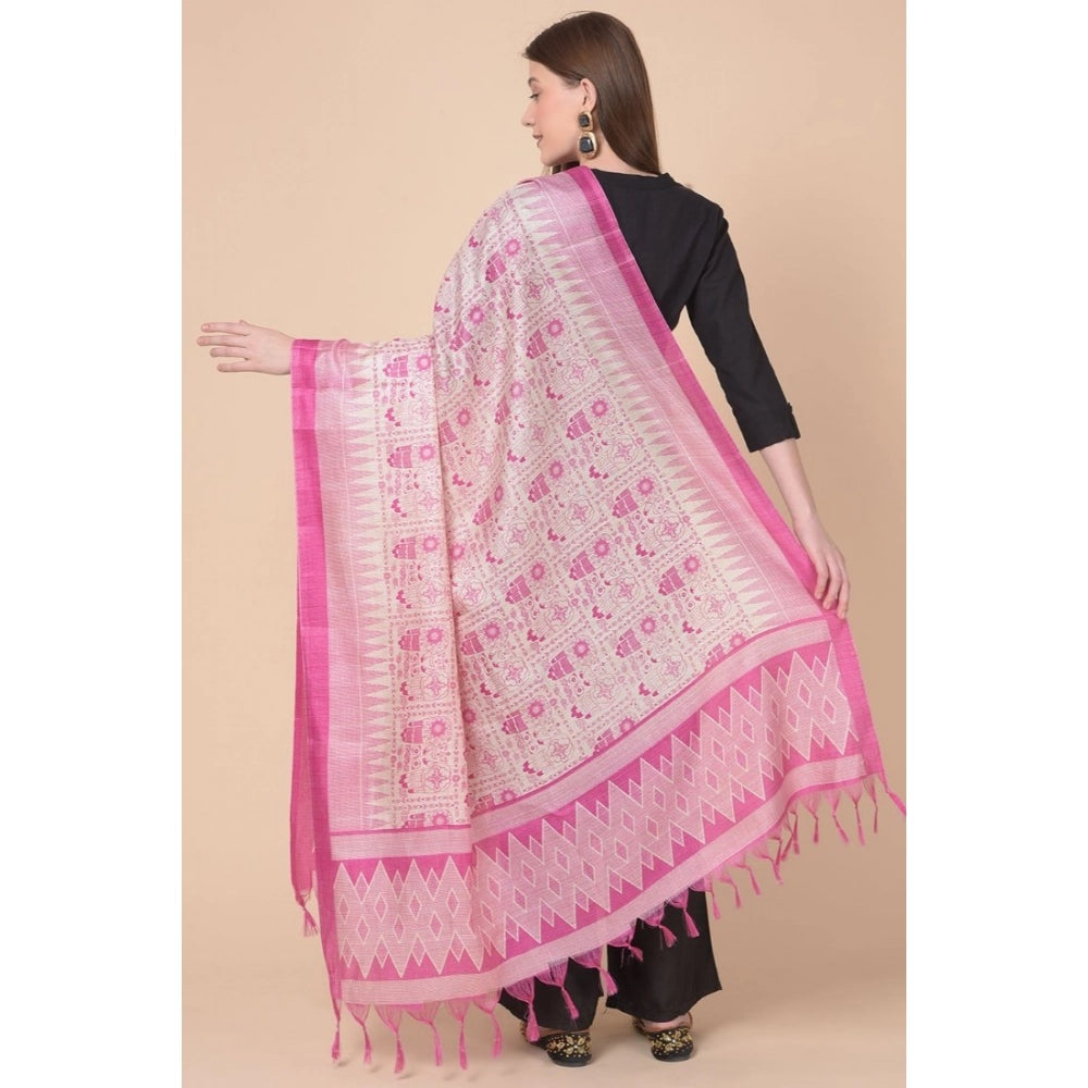 pkrkart Women's Art Silk Printed Dupatta (Pink, Length: 2.25 to 2.50 Mtr)
