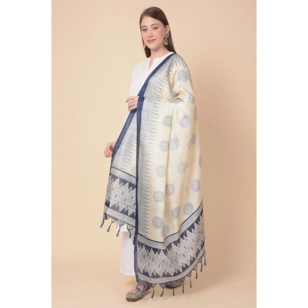 pkrkart Women's Art Silk Printed Dupatta (Blue, Length: 2.25 to 2.50 Mtr)