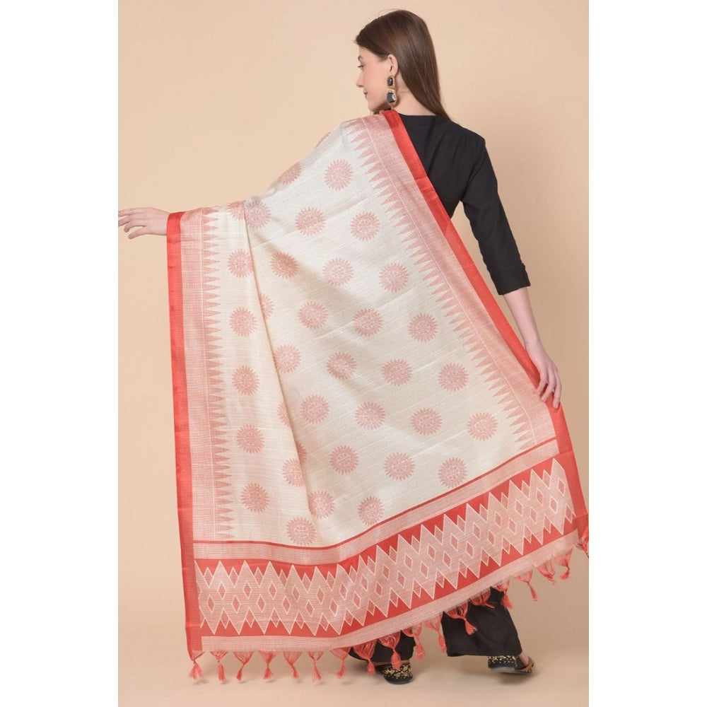 pkrkart Women's Art Silk Printed Dupatta (Red, Length: 2.25 to 2.50 Mtr)