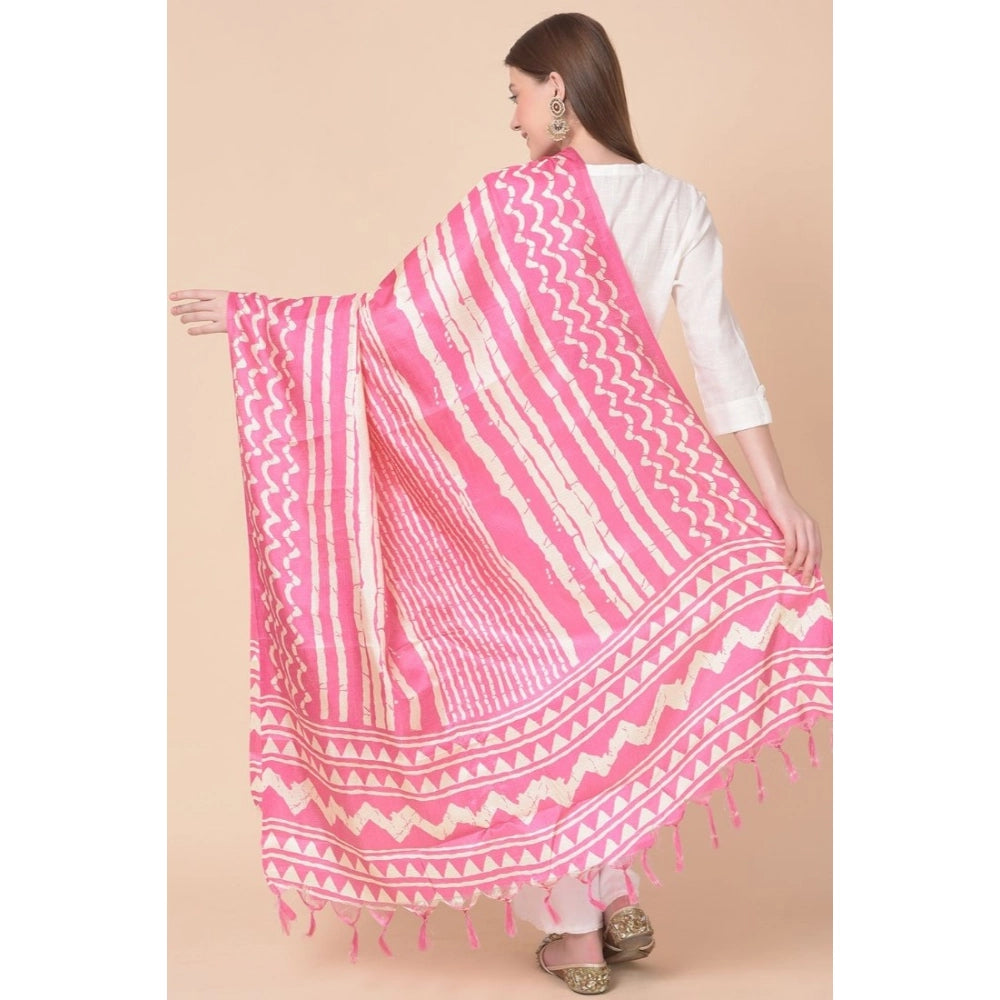 pkrkart Women's Art Silk Printed Dupatta (Pink, Length: 2.25 to 2.50 Mtr)