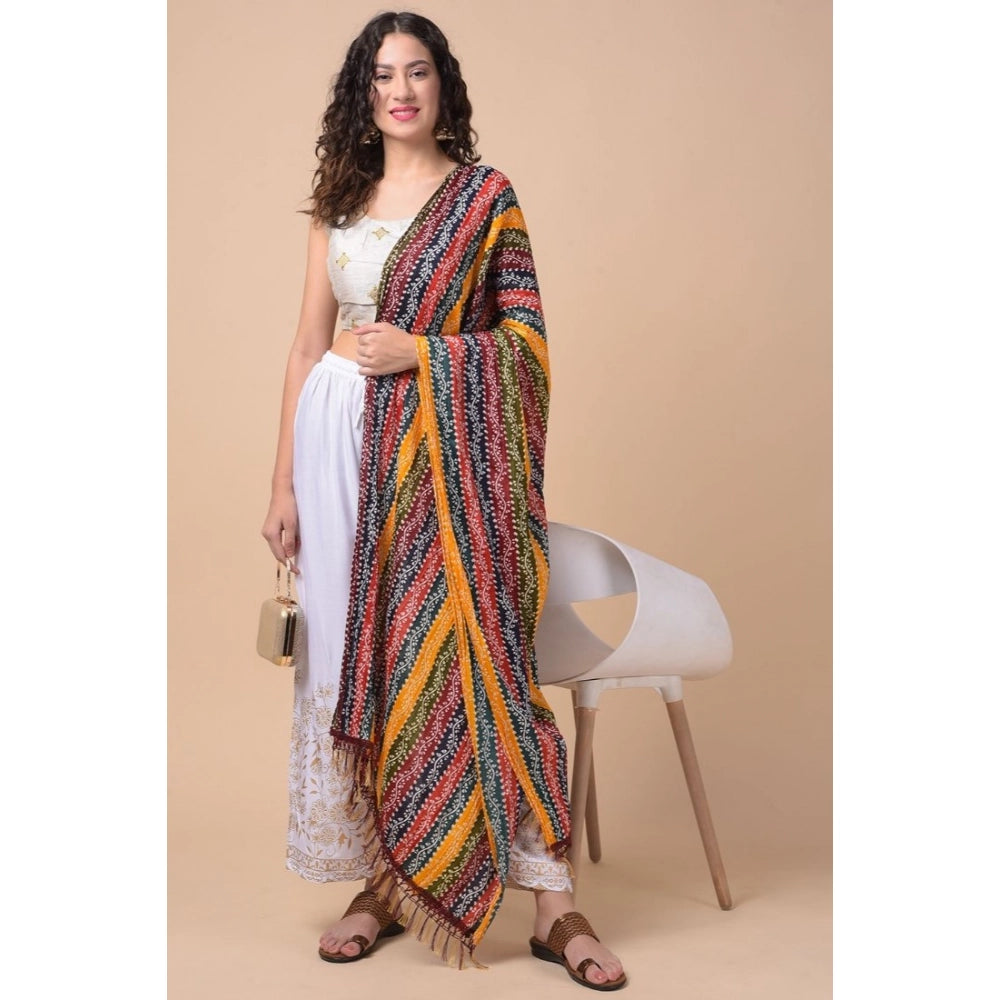 pkrkart Women's Chanderi Printed Dupatta (Multicolor, Length: 2.25 to 2.50 Mtr)