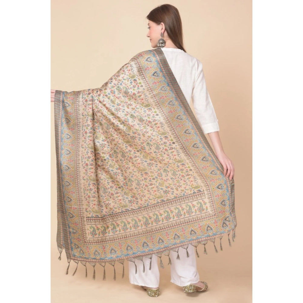 pkrkart Women's Art Silk Printed Dupatta (Light Brown, Length: 2.25 to 2.50 Mtr)