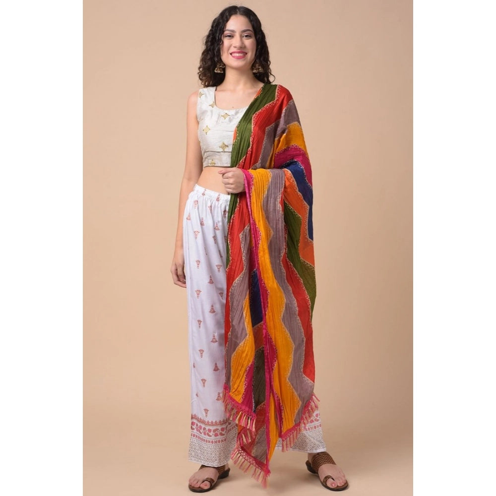 pkrkart Women's Chanderi Printed Dupatta (Multicolor, Length: 2.25 to 2.50 Mtr)