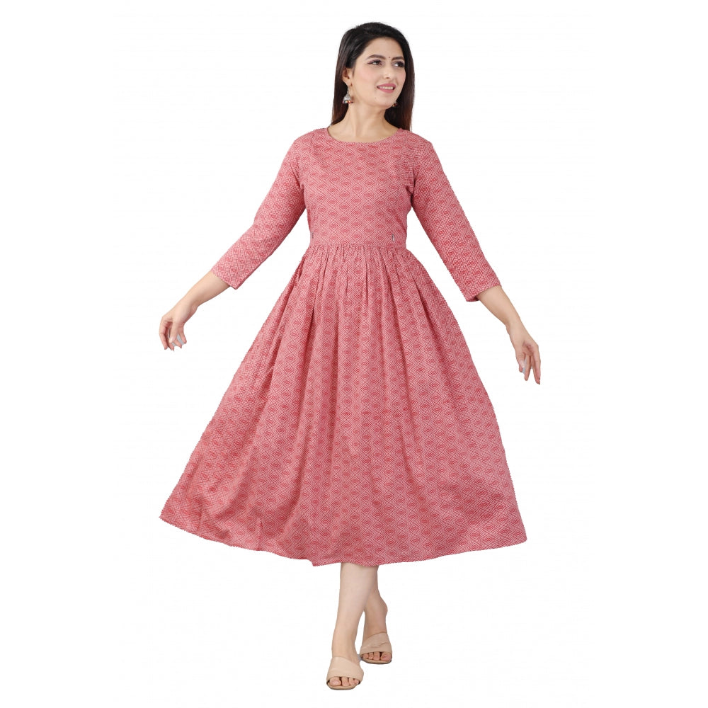 pkrkart Women's Casual 3/4 Sleeve Printed Viscose Maternity Feeding Kurti (Brown)