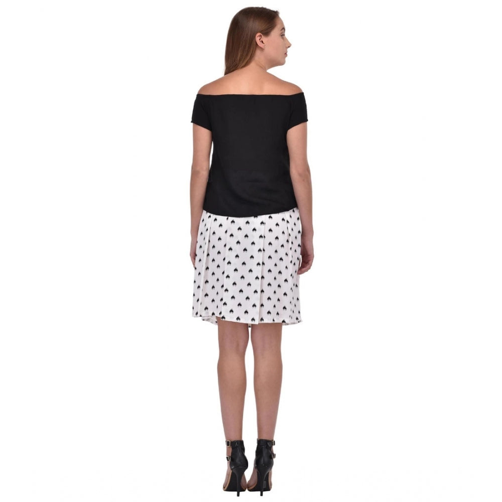 PKRKART Women's Cotton Blend Solid Short Sleeves Dress (Black)