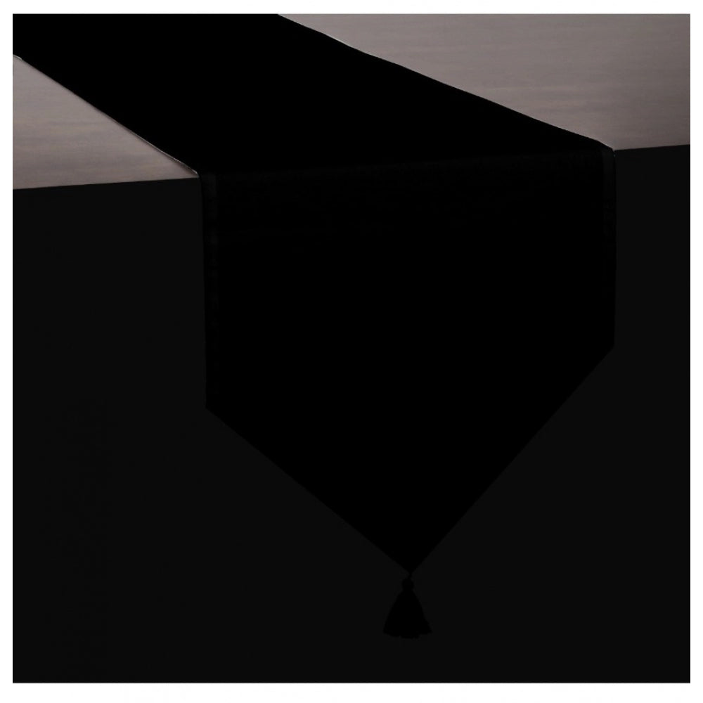 PKR Kart Solid Cotton Table Runners (Black)