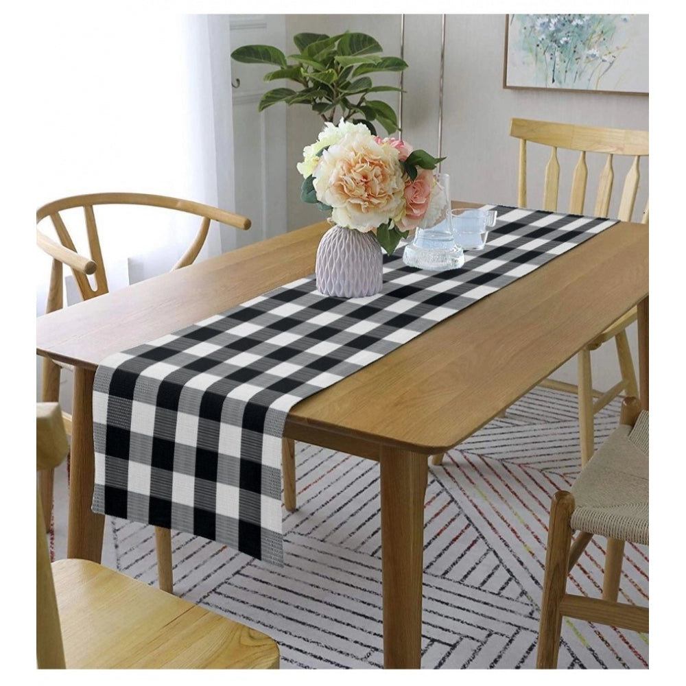 PKR Kart Checked Cotton Table Runners (Black)