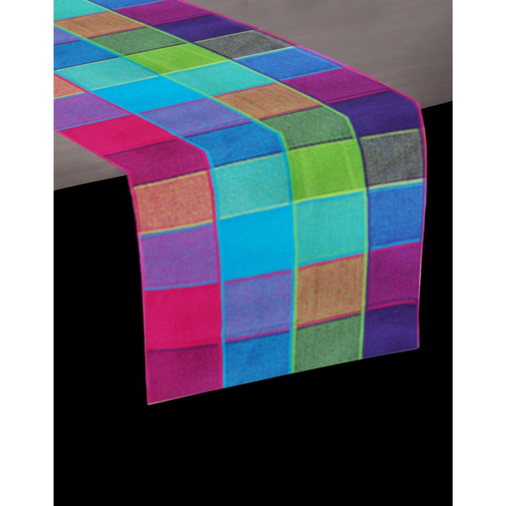 PKR Kart Checked Cotton Table Runners (Multicolor)