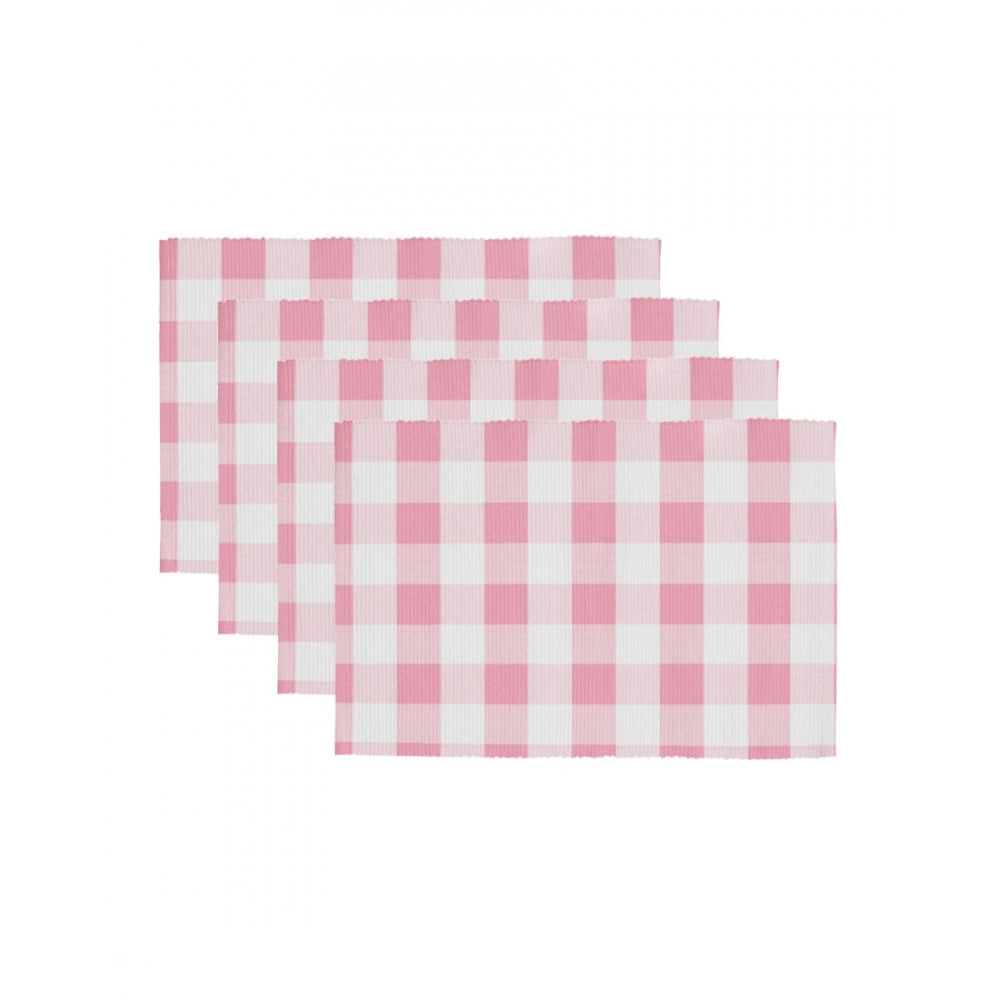 PKR Kart Checked Cotton Place Mats Sets (Pink)