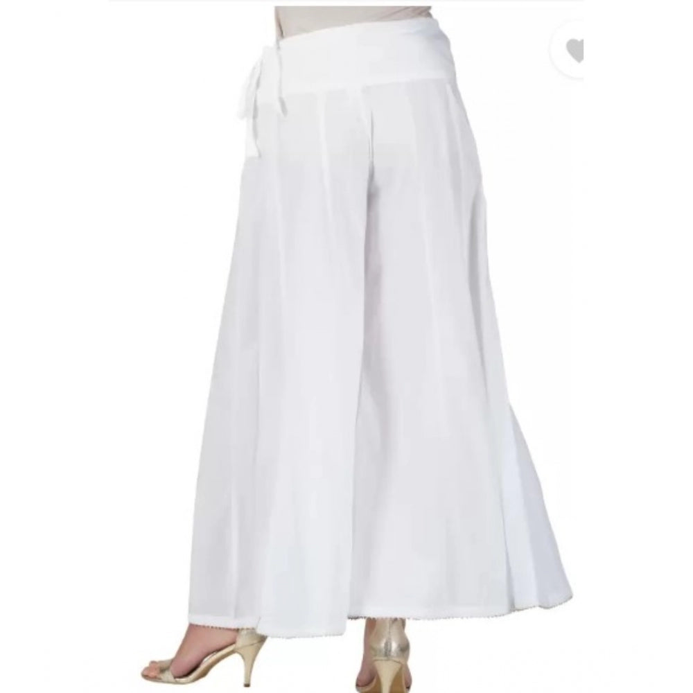 pkrkart Women's Casual Cotton Solid Palazzo (White)