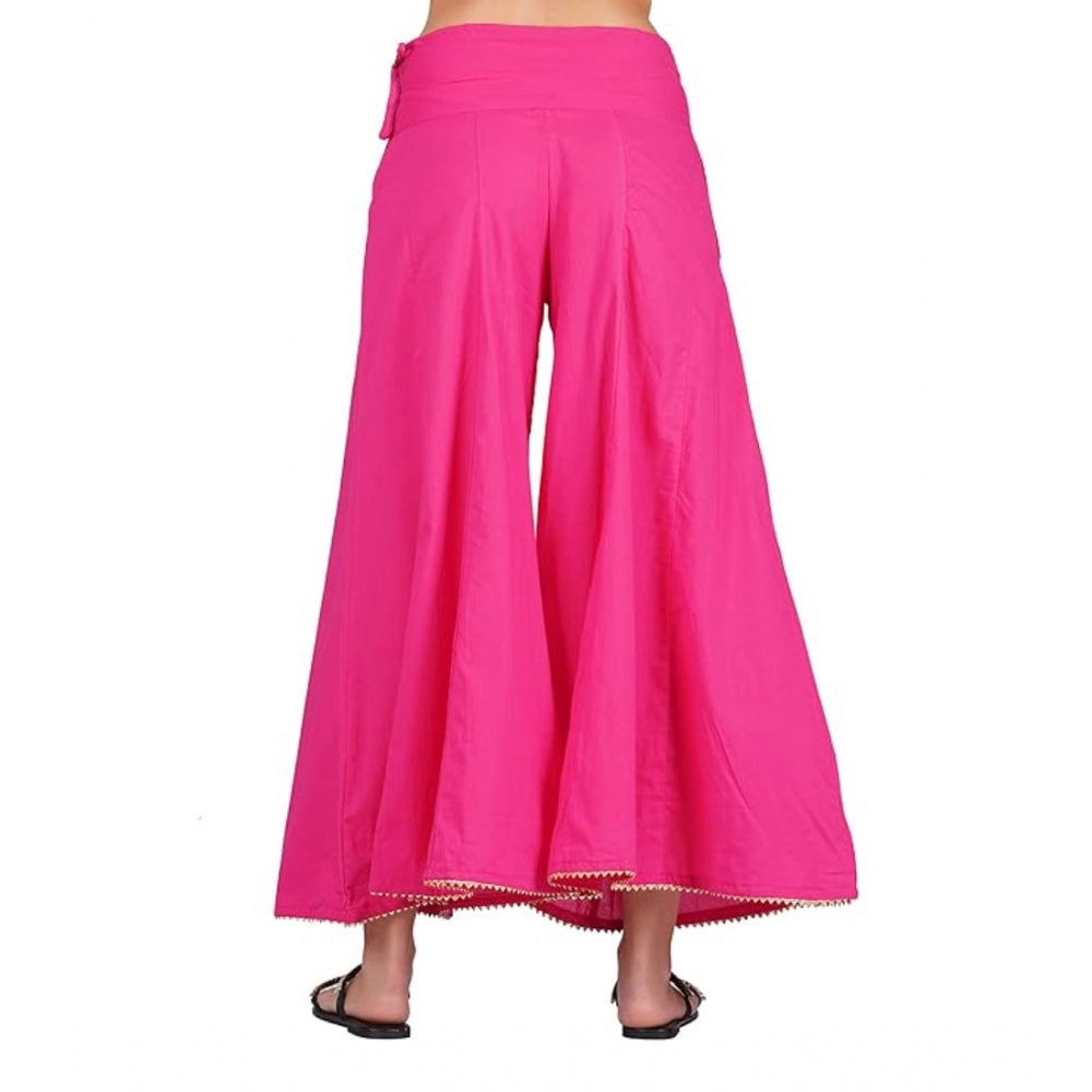 pkrkart Women's Casual Cotton Solid Palazzo (Pink)