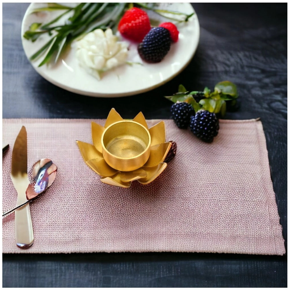 PKR Kart Golden Lotus Tea Light Holder (Gold)