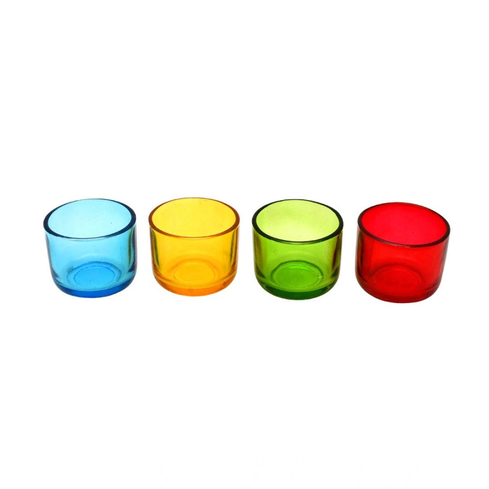PKR Kart Glass Decorative Tea Light Holder (Multicolor)