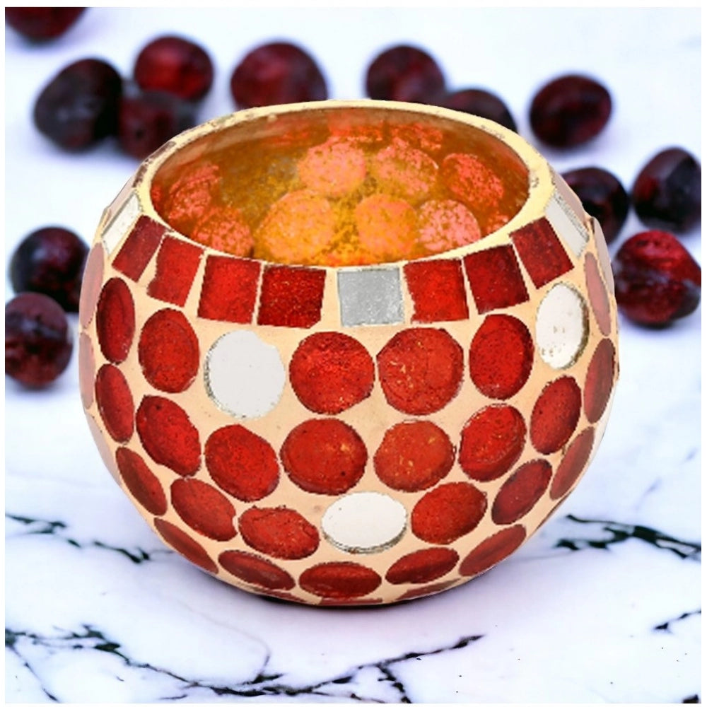 PKR Kart Glass Roli-Poli Tea Light Holder (Red)