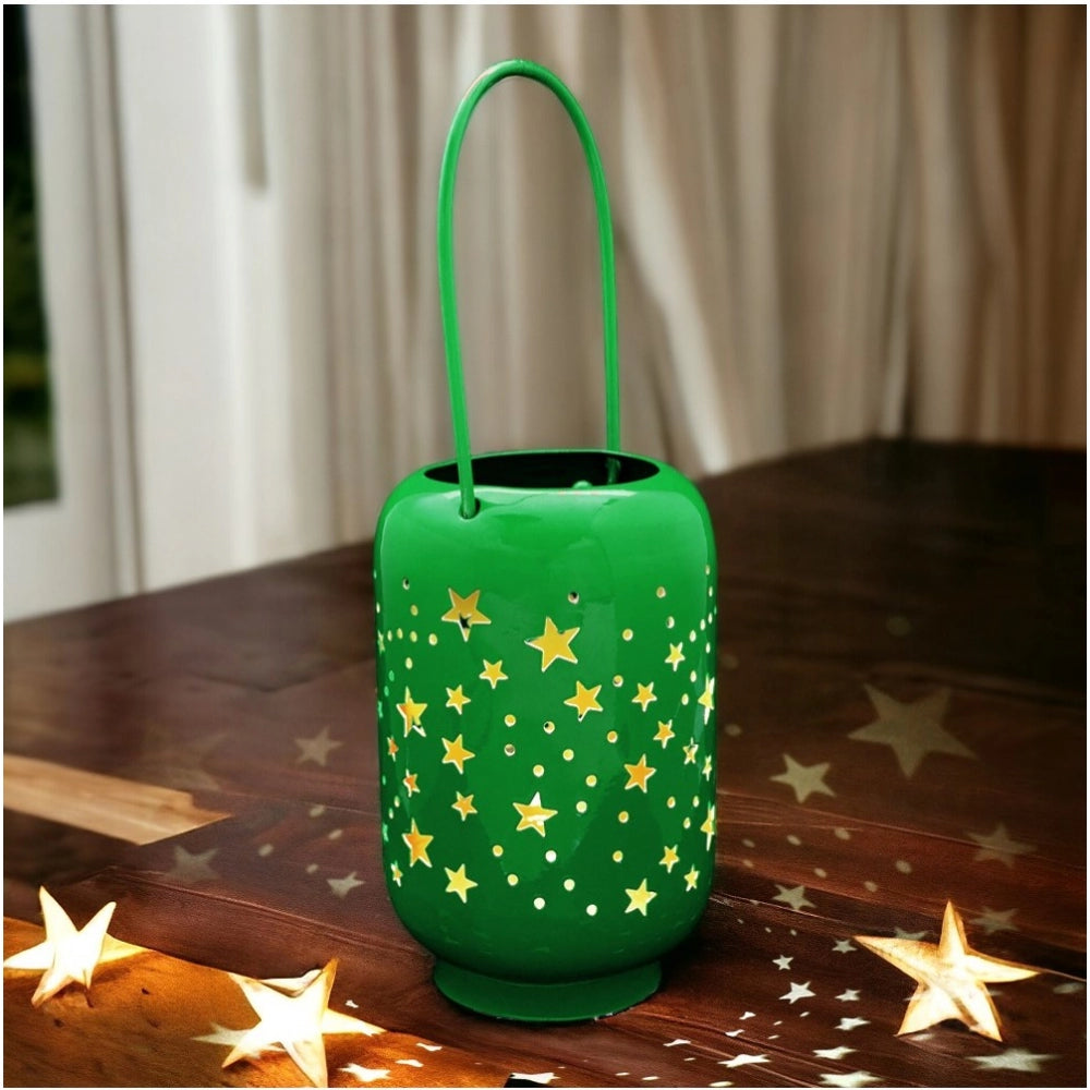 PKR Kart Blissful Decor Cylinderical Stars Pattern Home Decoration (Green)