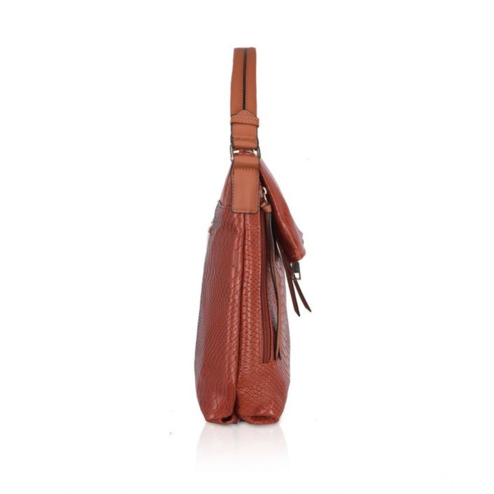 Generic Women's Faux Leather Textured Sling Bag (Brown )