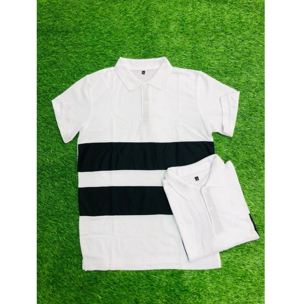 Generic Men's Casual Short Sleeves Cotton Polo Neck T-shirt (White)